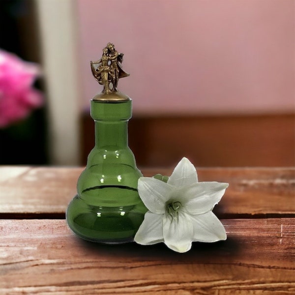 Green Vase Decorative Bottle Vase with Topper