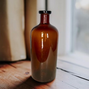 Antique Whitall Tatum Amber Glass Apothecary Bottle, 9 Inch Brown Chemical Tincture Jar, Antique Pharmacy Medical Bottle, Industrial Decor