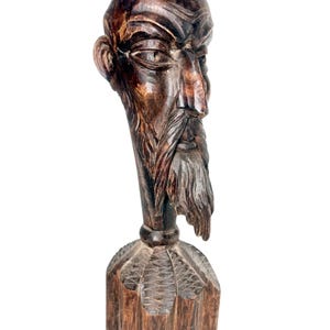 Vintage Hand Carved Wood Man’s Bust Folk Art