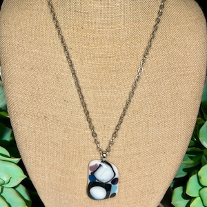 Vintage Fused Glass Art Pendant Necklace