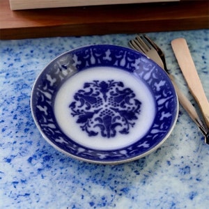 Rare Opaque Luneville Blue Flow Bowl