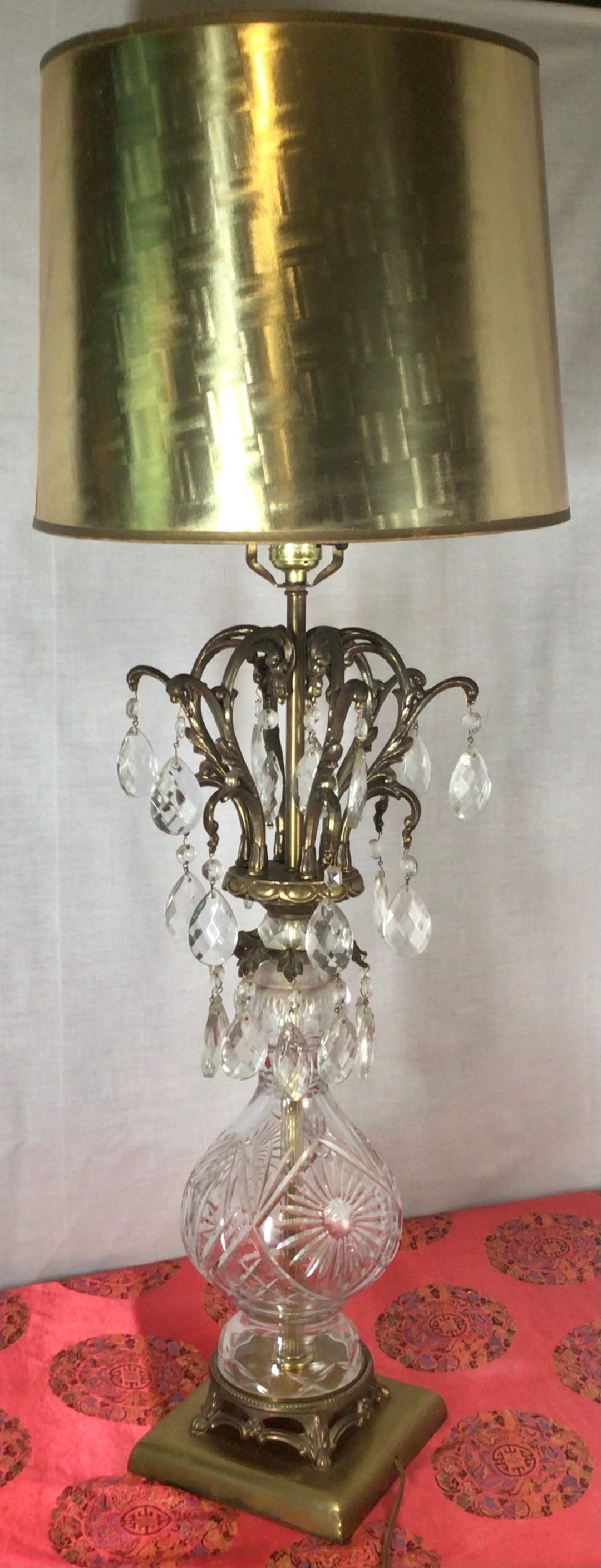 Vintage Crystal Hollywood Regency Table Lamp - Etsy 日本