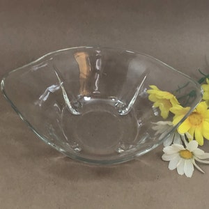 Vintage Glass Footed Oval Serving Bowl Teardrop Design