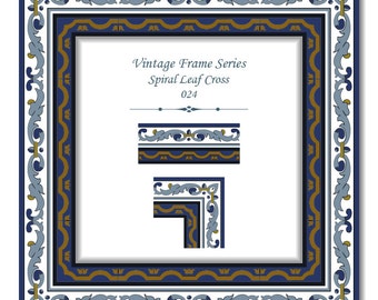 vintage pattern elegant frame series 286 blue spiral round dot etsy
