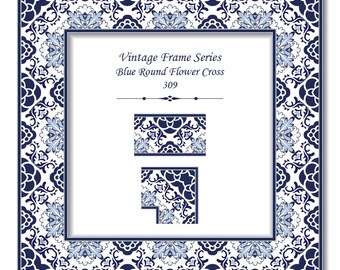 vintage pattern elegant frame series 286 blue spiral round dot etsy