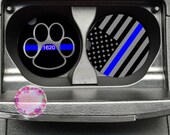 Thin Blue Line Car Coasters K9 Cop Car Coaster Personalized Cup Holder Coaster Custom Car Coaster Police Officer Thin Blue Line