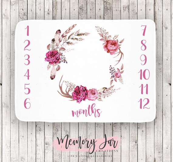 Personalized Baby Blanket Baby Milestone Blanket Floral Etsy