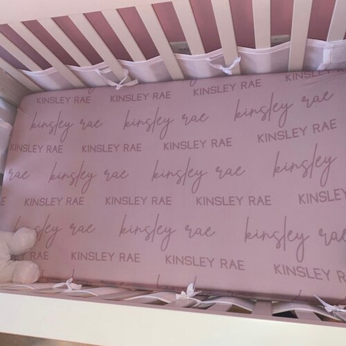 Personalized Fitted Crib Sheet Custom Baby Name Fitted Sheet Etsy