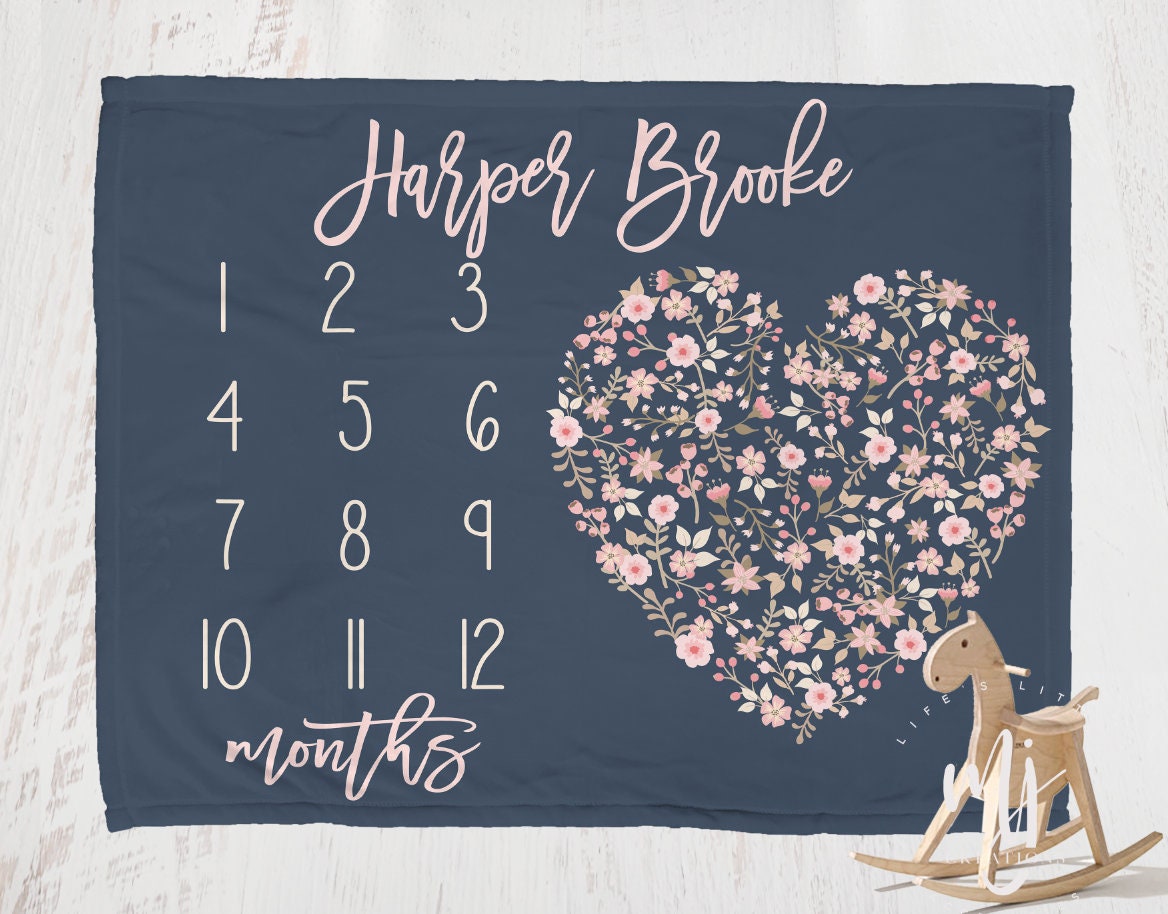 Milestone blanket girl baby blankets personalized baby Etsy