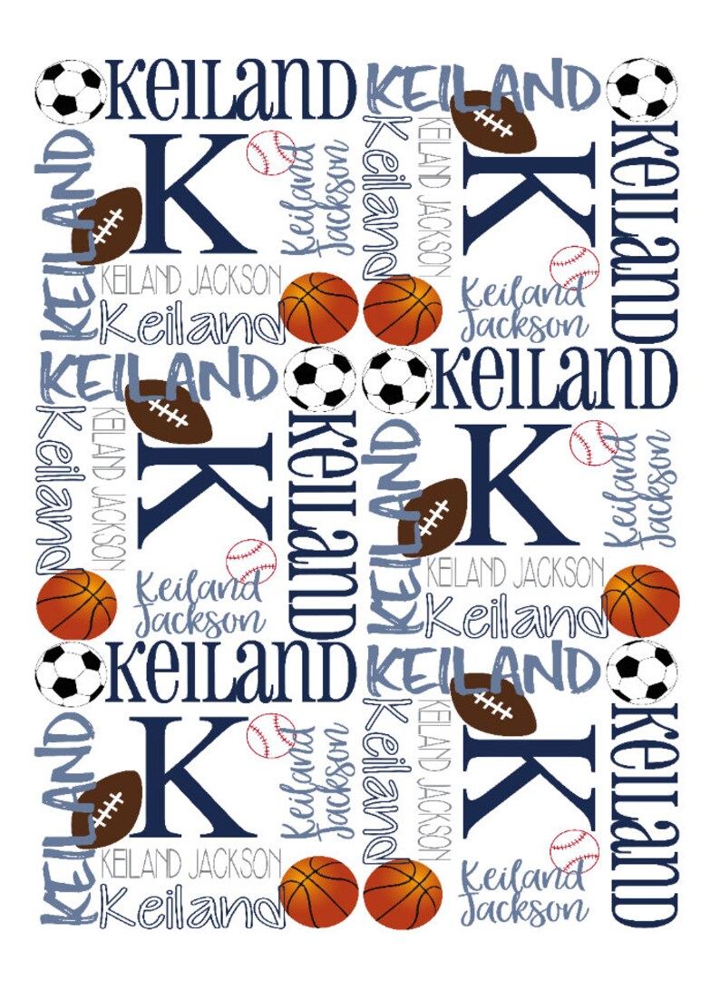 Baseball Football Sports Baby Name Blanket Newborn Baby Blanket Personal Baby Blanket Custom Baby Blanket Baby Shower Gift