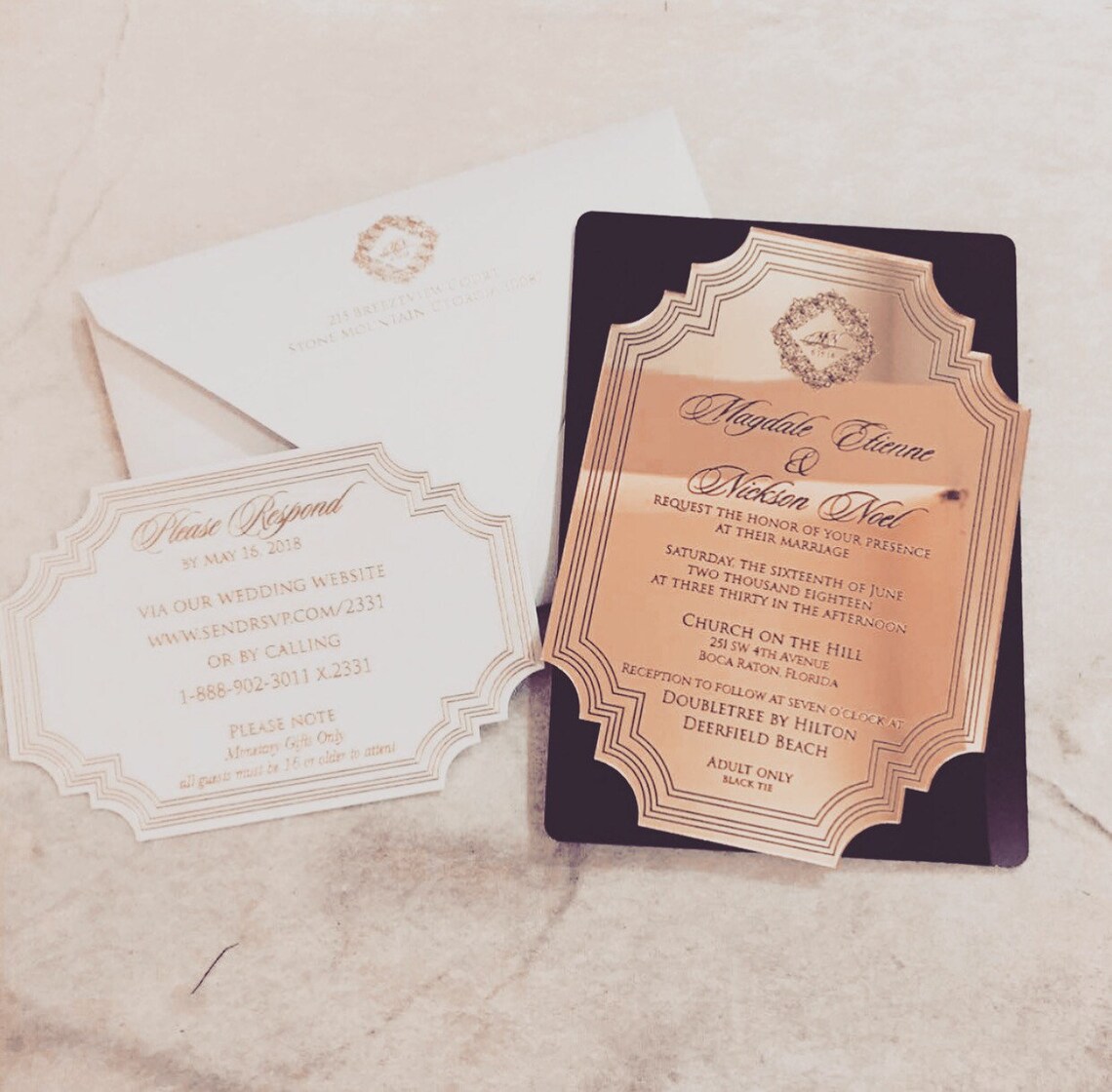 Rose Gold Acrylic Wedding Invitations Luxury Acrylic Wedding Etsy