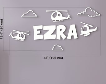 Custom airplane nursery name sign Airplane theme nursery Helicopter name sign Personalized wood name sign Baby name sign Over crib sign Gift