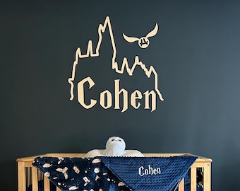 Wood name sign Wizard style Baby over crib sign Last name sign Wizard nursery sign Custom name sign Nursery letters Baby name Nursery decor