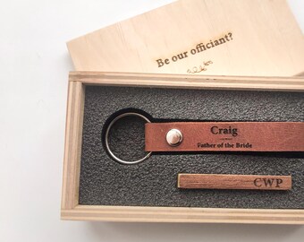 Personalized Keychain & Tie Clip Set: Engraved Groomsmen Gift Keycaps for him