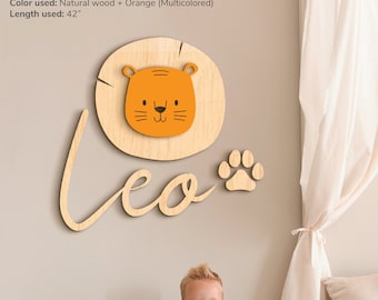 Safari nursery decor Personalized wood name sign Jungle wall decor Safari themed Toddler room decor Baby announcement sign Above bed decor