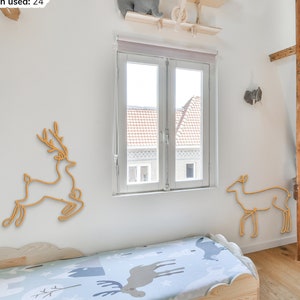 Decorazione murale con animali del bosco, arte in legno per cameretta dei bambini, cartello con animali del bosco, decorazione murale a tema foresta, coniglietto, volpe, orso, cervo, arte murale per cameretta dei bambini