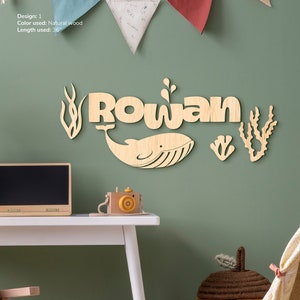 Personalized under the sea baby name Starfish kids name Shoal of fish nursery sign Dolphin nursery decor Ocean theme round wood sign Fish
