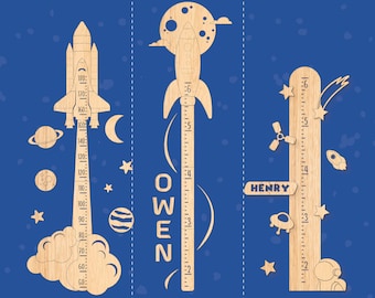 Spaceship growth chart Personalized Rocket height chart Rocket ship growth chart Space themed nursery decor Solar system Kids height chart