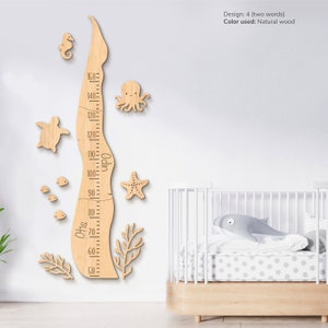 Ozean-Wachstumskarte Nautisches Thema Personalisierte Messlatte Kinder Messlatte Segelboote Ozean Thema Kindergarten Boote Familie Wale