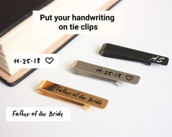 Personalized Tie Clip for Men, Custom Engraved Tie Bar, Gold Silver or Black, Groomsmen Wedding Gift with Box