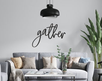 Gather Wall Sign, Custom Wooden Family Sign, Rustic Kitchen Dining Room Decor, Housewarming Gift