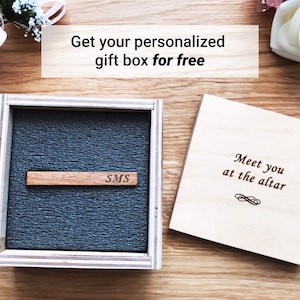 Custom tie clip personalized tie clip wooden tie bar wood tie bar vintage wood tie clip custom tie bar engraved tie clip initials gift for