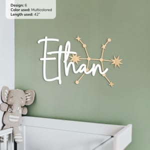 Personalised kids zodiac sign with nursery name sign Constellation baby wall decor Night sky constellations Zodiac wall art Baby name sign