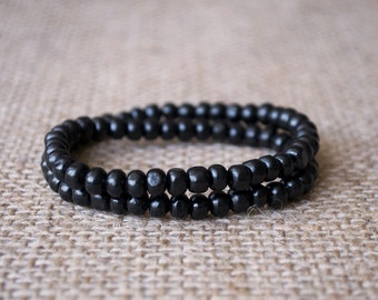 Wood beaded bracelets Beaded bracelets for men and women Stacking wooden Stretch bracelets Gifts for men Natural Wood bracelet Boho bracelet