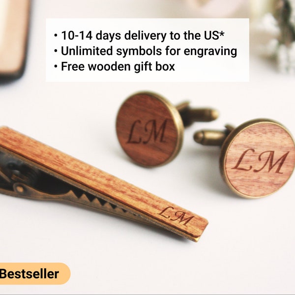 groom cufflinks and tie clip