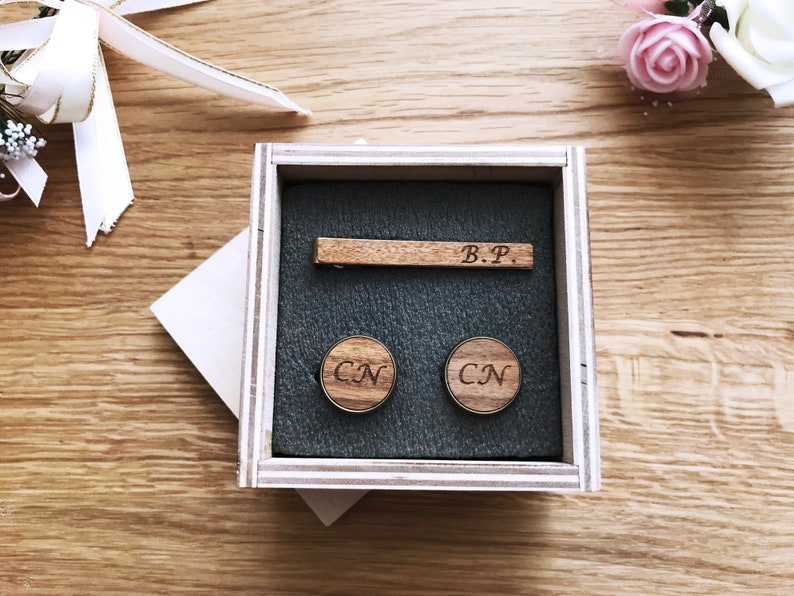 custom gift box for tie clip cufflinks box for accessories, wedding gift box, groomsmen box personalized gift box favor box groom engraved image 6