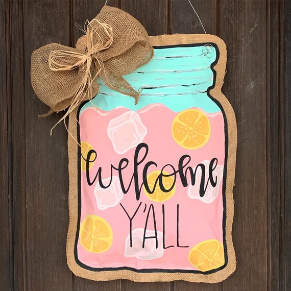 Lemonade Mason Jar Lemonade Decor Lemonade Door Hanger Etsy