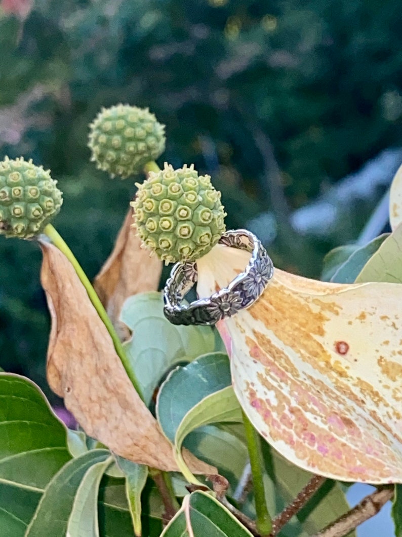 Daisy Flower Band Sterling Silver Toe Ring