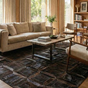 Chokladbrun kubmatta i patchwork | Anpassade storlekar | Handgjord