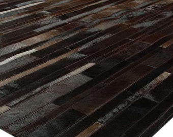 233 Home Brown Patchwork Cowhide Rug Cube Design No