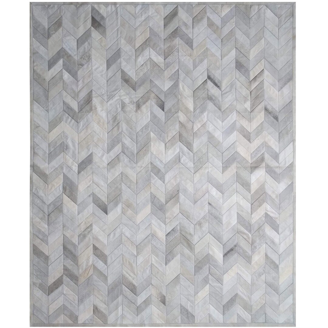 Gray Chevron Cowhide Rug: Hair-on Herringbone Leather Area Rug - Etsy
