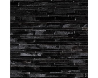 Cowhide Patchwork Rug in Black Stripes Shine Rugs