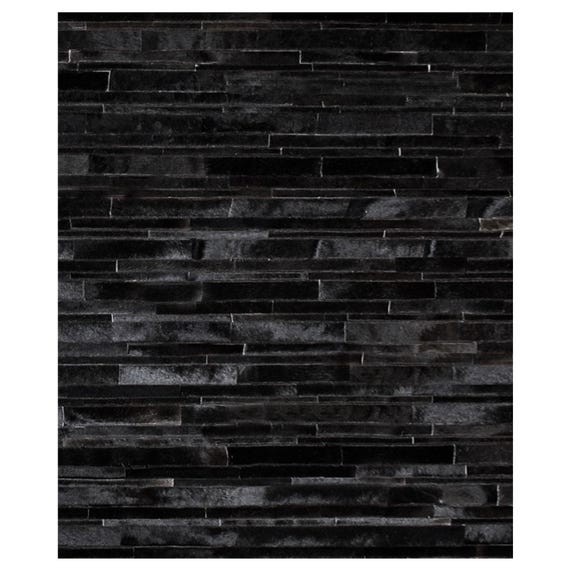 Cowhide Patchwork Rug in Black Stripes Shine Rugs