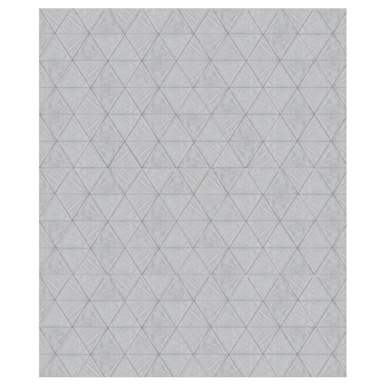 White cowhide patchwork rug in triangles