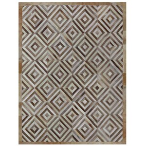 Patchwork Cowhide Rug. Diamond White and Beige designed by Shine Rugs.
