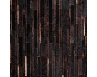 Brown Cowhide Patchwork Rug in Stripes by Shine Rugs - Various sizes