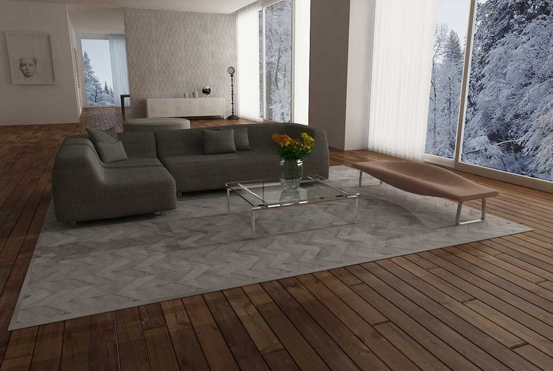 Gray Chevron Cowhide Rug No. 276 Patch Work Cow Hide Rugs Herringbone