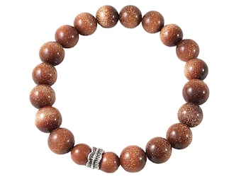 Goldstone Bracelet | Beaded Bracelets for Men | Gifts for Him | Mens Jewelry Bracelet | Natural Stone Bracelet | Root Chakra Bracelet
