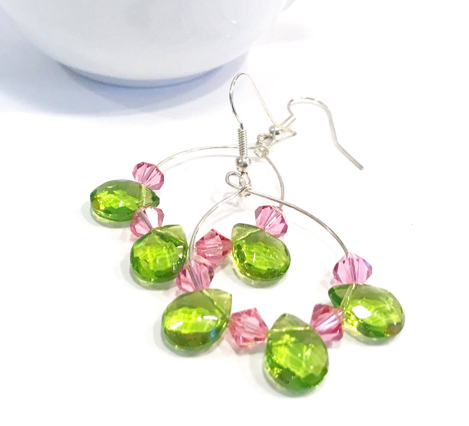 Lime green statement earrings crystal hippie style earrings Etsy
