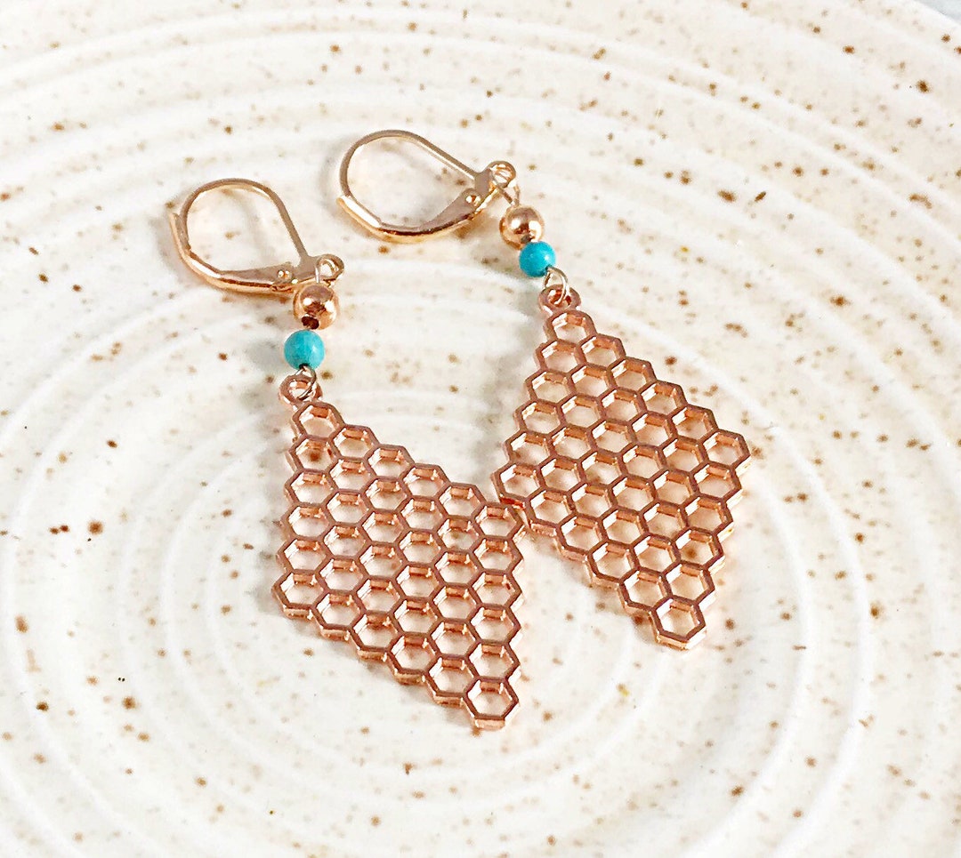 Rose gold geometric earrings Clearance