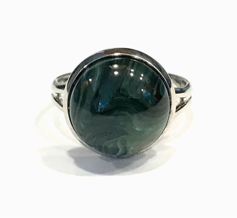 lightweight jewelry jewelry handmade dark green ring fashion rings in silver large stone ring men resin rings men gifts under 20
