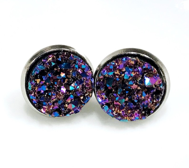 purple stud earrings