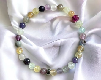 Handcrafted Rainbow Fluorite Bracelet | Beaded Bracelets for Men | Mens Jewelry Bracelet | Natural Stone Bracelet | Detox Bracelet
