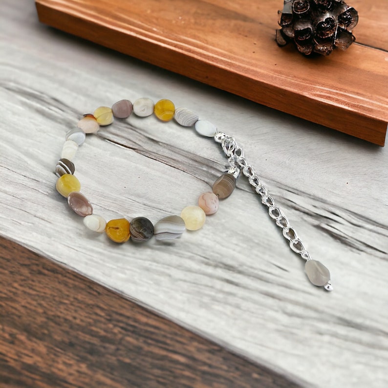 Botswana Agate Bracelet Root Chakra Bracelet Earthy Gemstone Jewelry Adjustable Beaded Bracelets Anxiety Bracelet for Women image 5