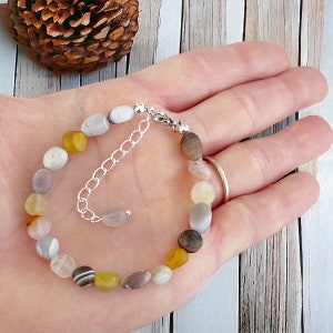 Botswana Agate Bracelet Root Chakra Bracelet Earthy Gemstone Jewelry Adjustable Beaded Bracelets Anxiety Bracelet for Women image 4