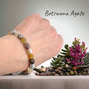 Botswana Agate Bracelet Root Chakra Bracelet Earthy Gemstone Jewelry Adjustable Beaded Bracelets Anxiety Bracelet for Women image 3